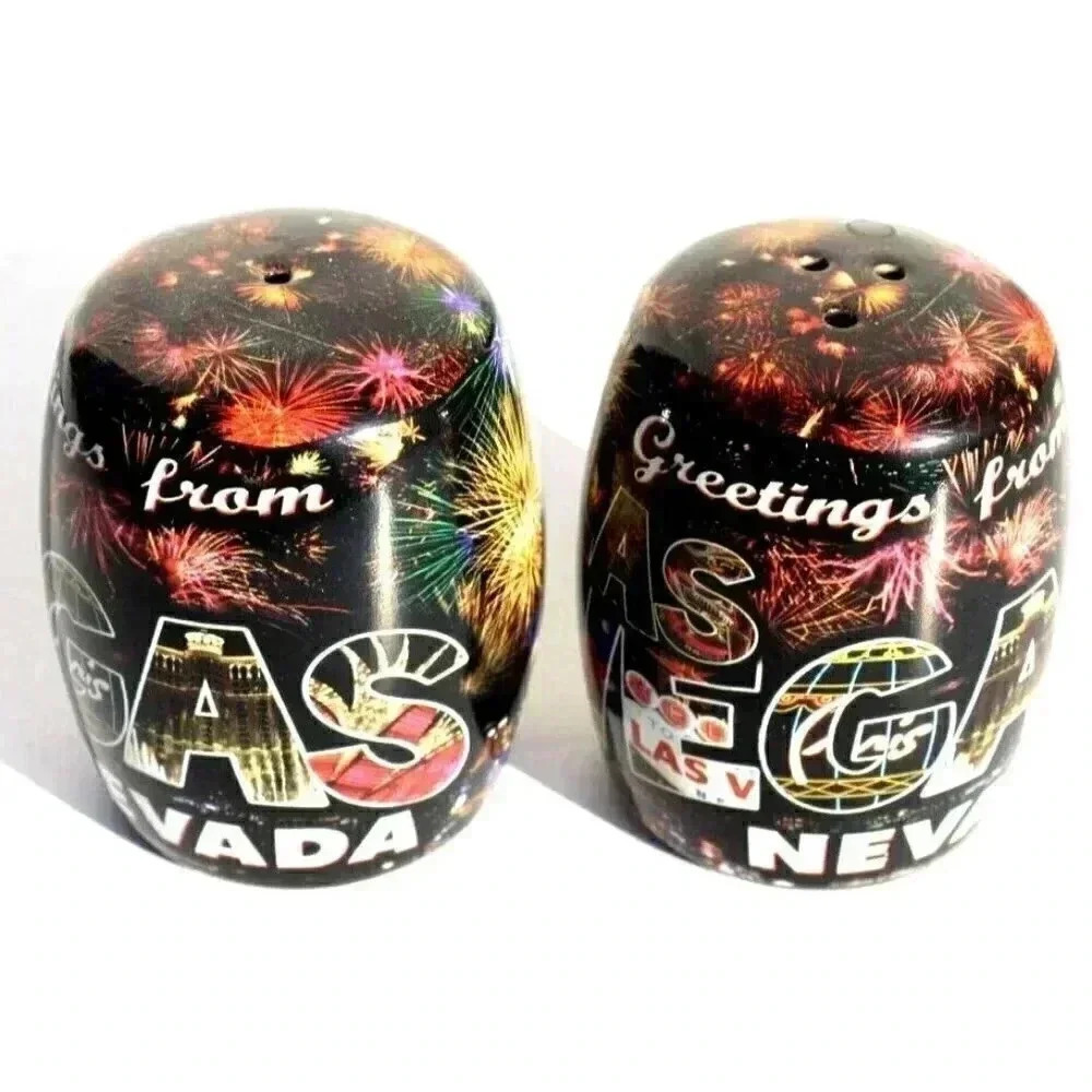 Vtg Greeting From Las Vegas Nevada Salt n Pepper Shakers Salt & Pepper Shakers